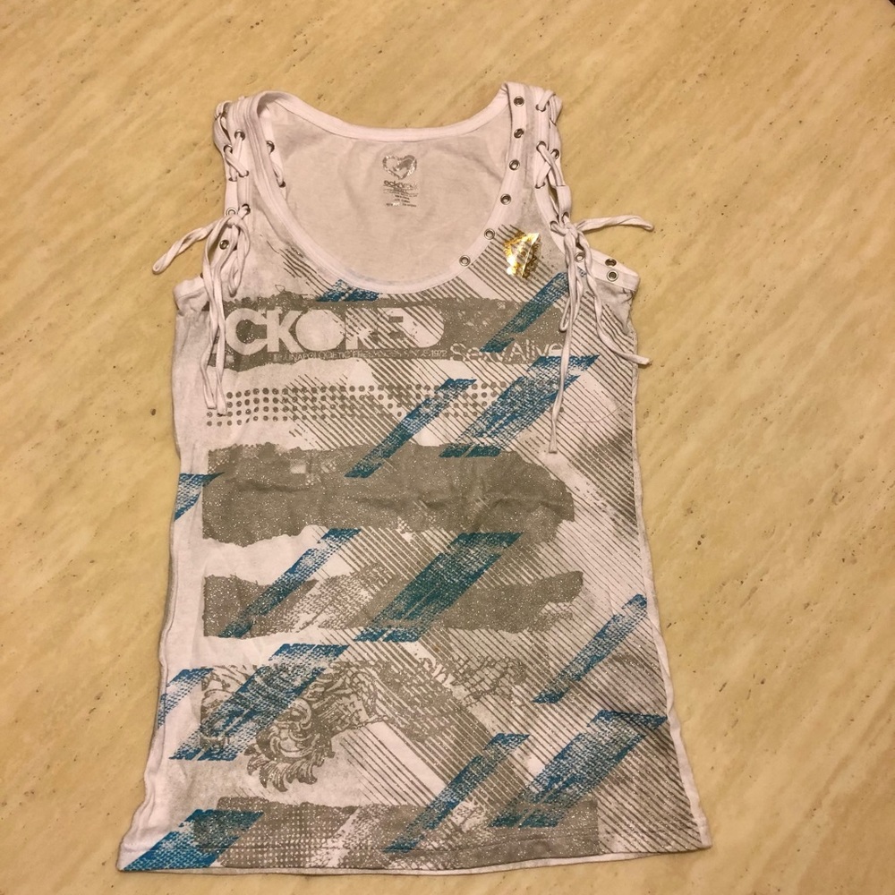 New EckoRed White Logo Printed Tank Top S